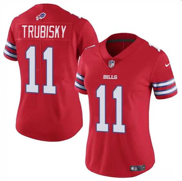 Womens Buffalo Bills #11 Mitch Trubisky Red Vapor Stitched Football Jersey Dzhi->women nfl jersey->Women Jersey
